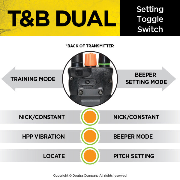 Dogtra T&B Dual Remote Training Collar Toggle Switch Setting
