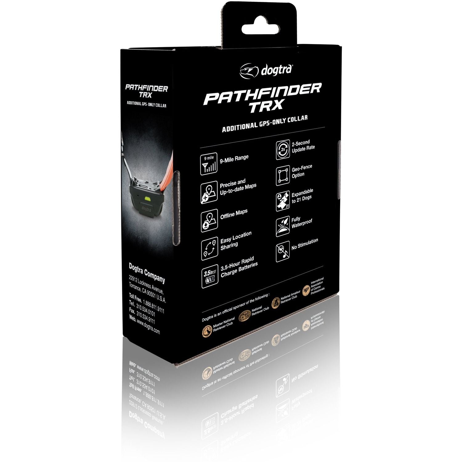 Dogtra Pathfinder TRX RX Black Additional GPS-Only Collar Package Back View
