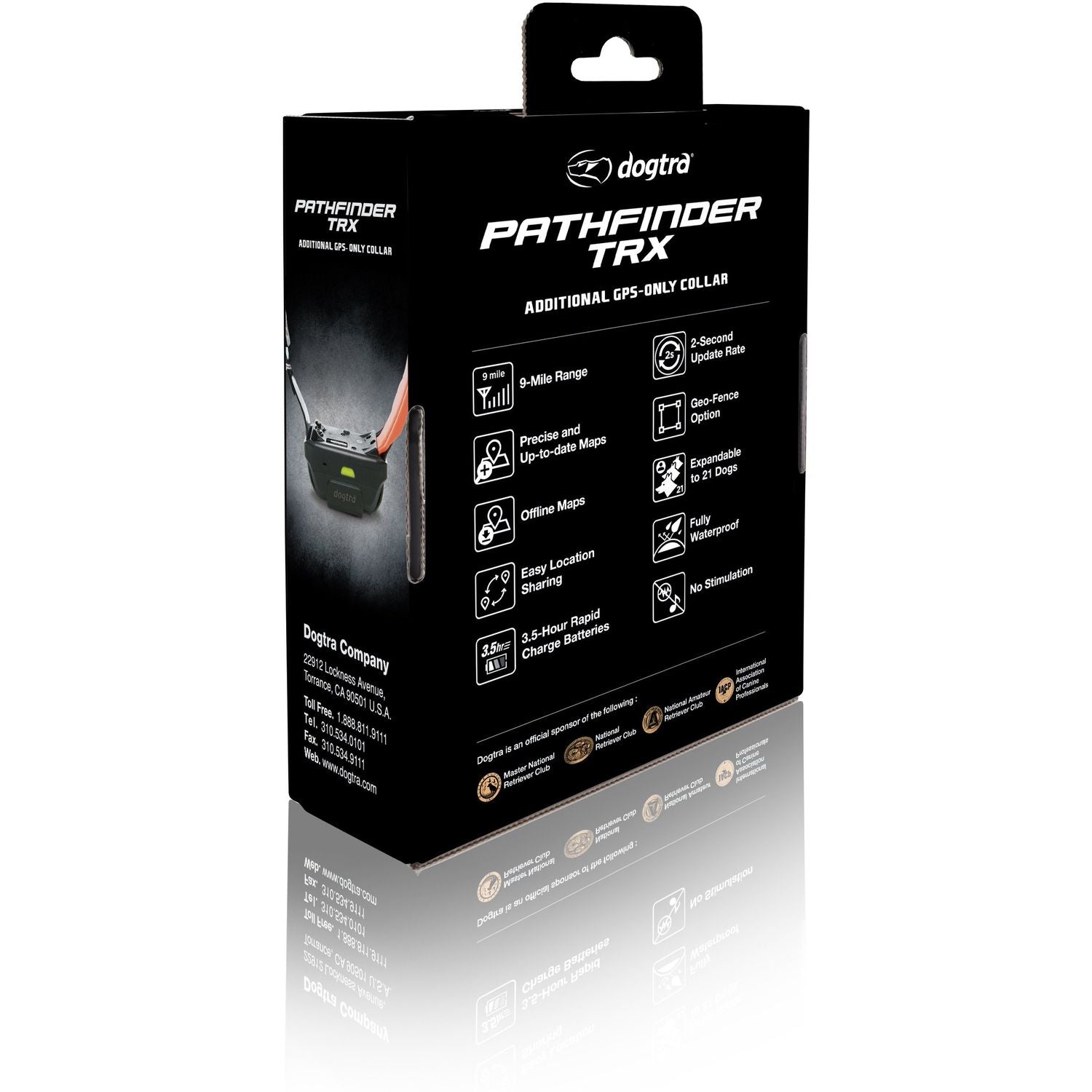 Dogtra Pathfinder TRX RX Orange Additional GPS-Only Collar Package Back View