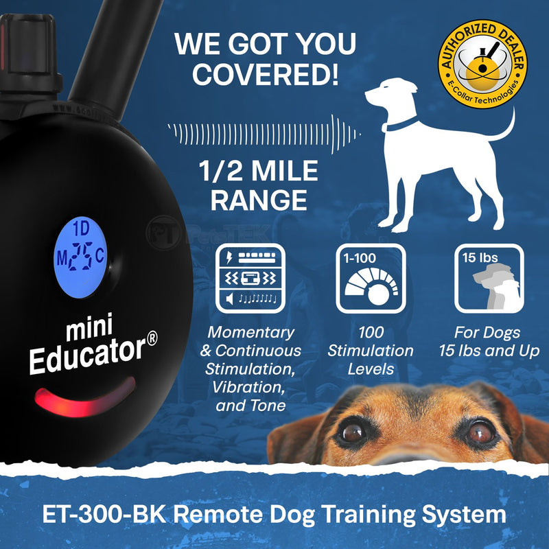 Mini Educator ET-300 Remote Dog Training Collar Black by E-Collar Technologies-zoom-