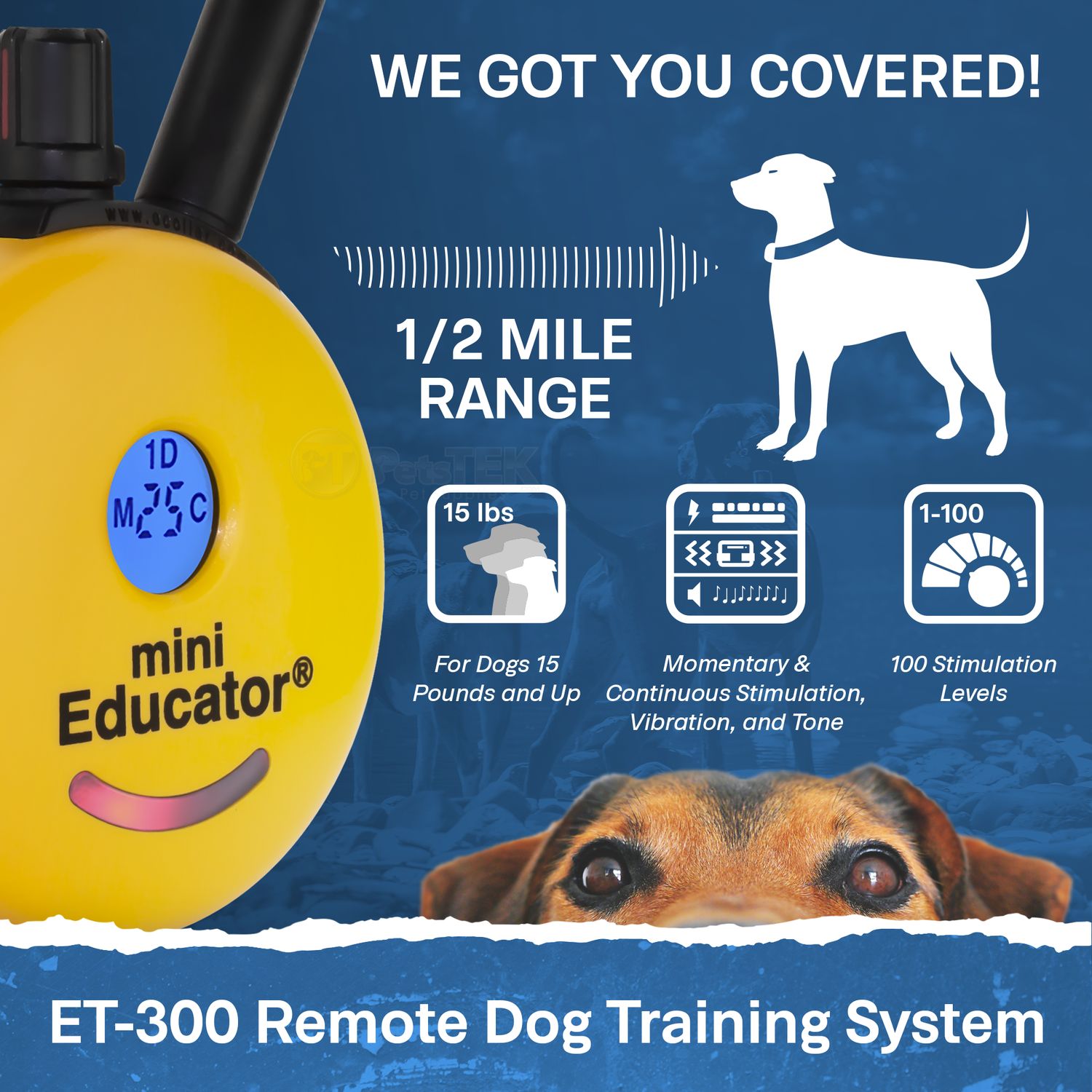 Mini Educator ET-300 Remote Dog Training Collar by E-Collar Technologies - Yellow Remote Mini Educator ET-300 Remote Dog Training Collar by E-Collar Technologies - Yellow Remote