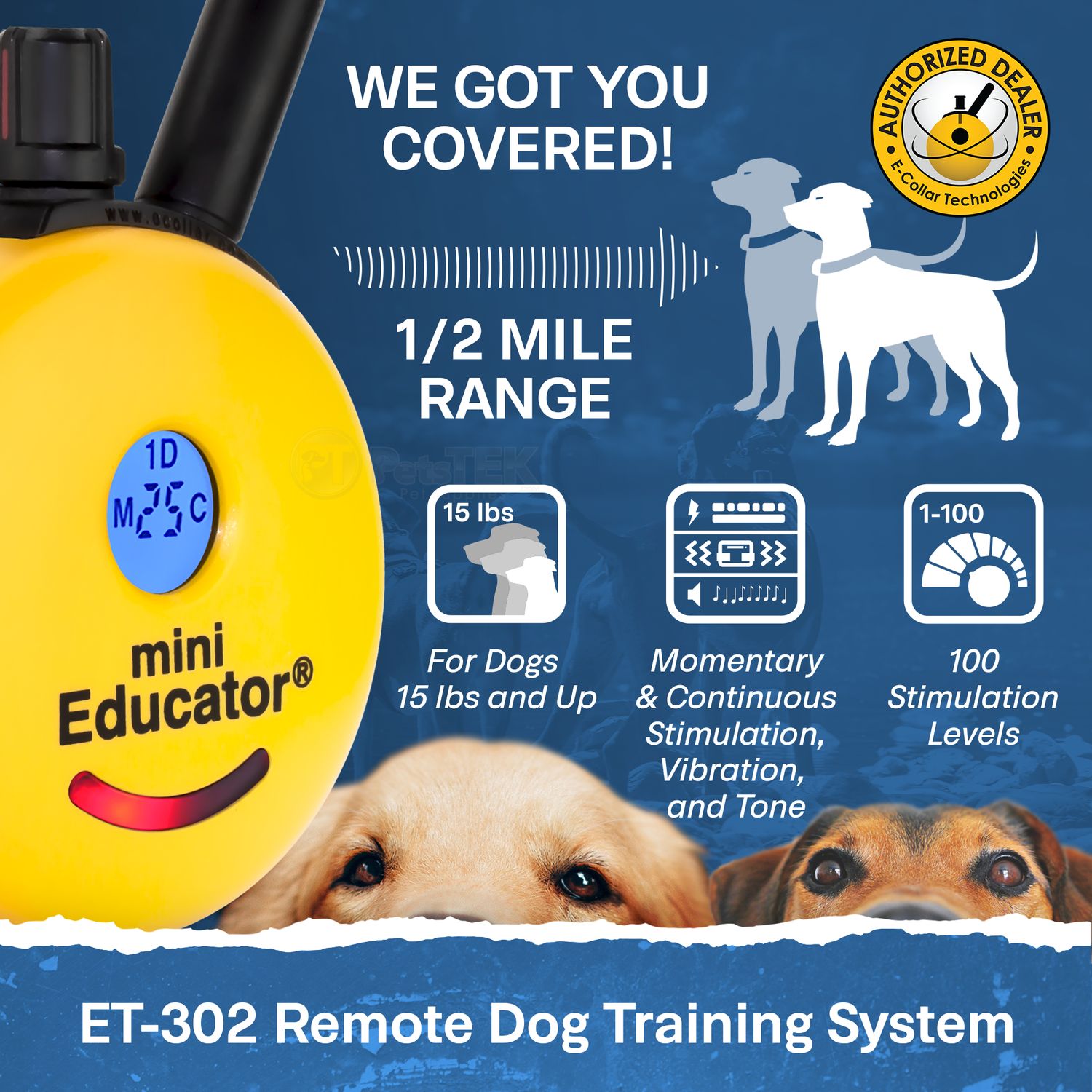 E-Collar Technologies ET-302 2-Dog Remote Training Collar Range
