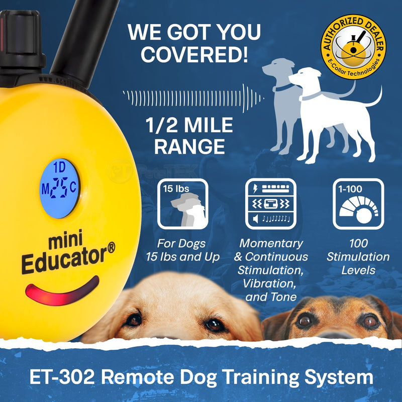 Mini Educator ET-302 Remote Dog Training Collar Yellow by E-Collar Technologies-zoom-