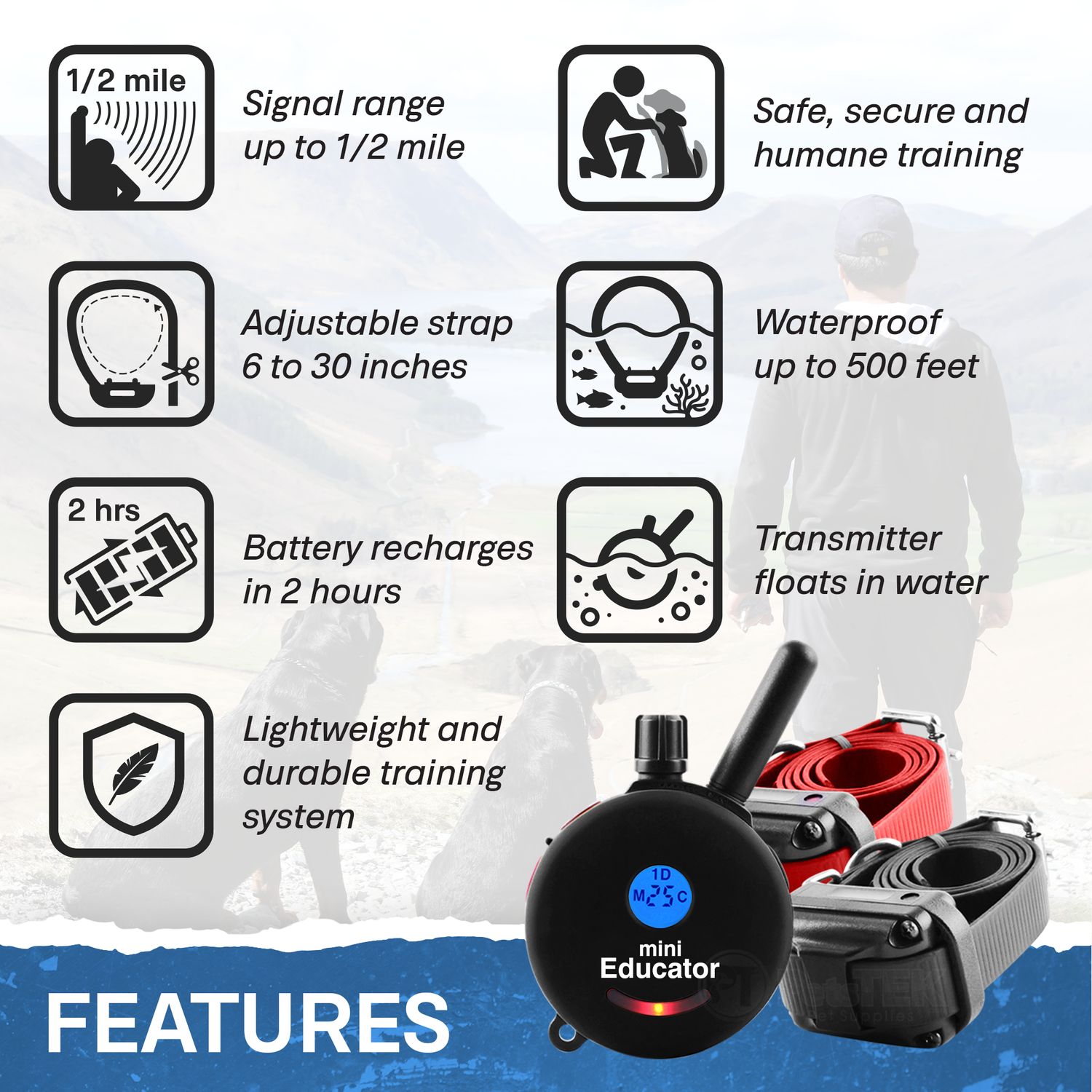 E-Collar Technologies ET-302-BK-PC Remote Features