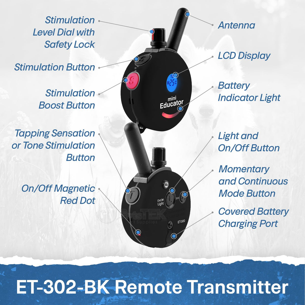 E-Collar Technologies-Mini Educator ET-302 Remote Dog Training Collar Black by E-Collar Technologies