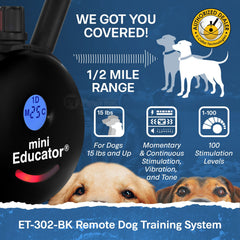 E-Collar Technologies-Mini Educator ET-302 Remote Dog Training Collar Black by E-Collar Technologies
