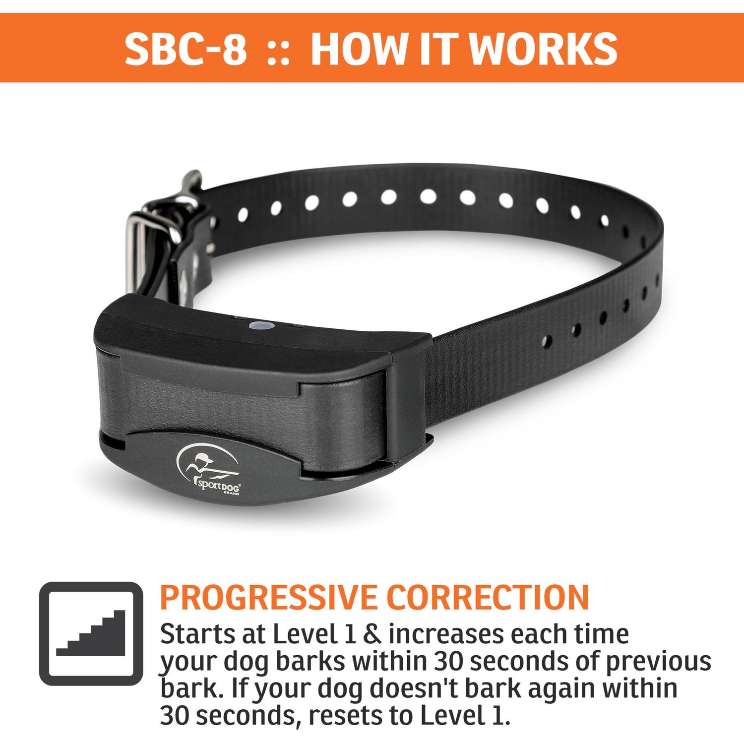 SportDOG SBC-8 No Bark Remote Training Collar Progressive Correction