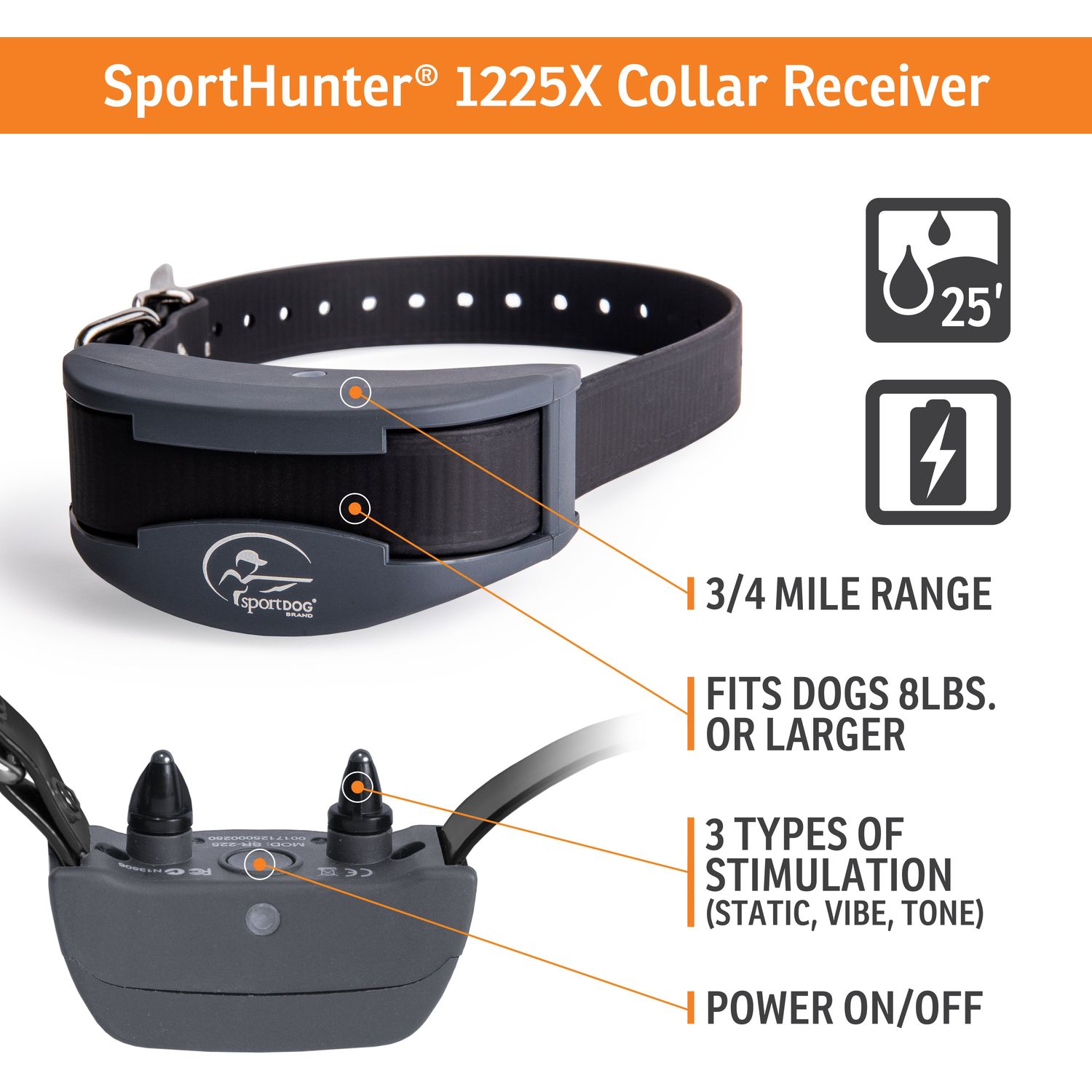 SportDOG SD-1225X SportHunter Remote Training Collar Receiver Features