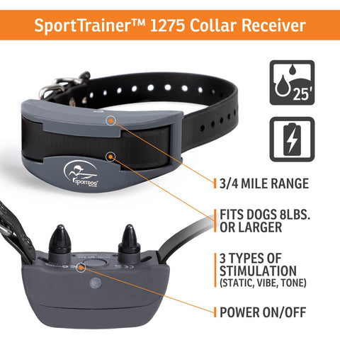 SportDOG SD-1275 SportTrainer Black Remote Training Collar Receiver Features