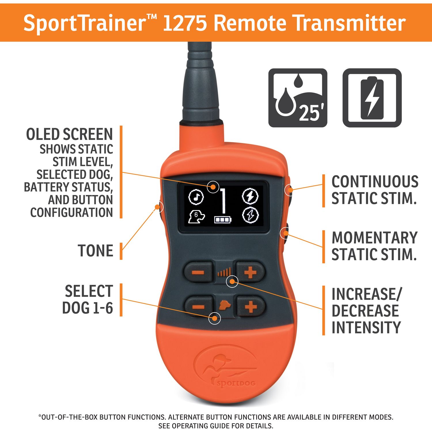 SportDOG SD-1275E SportTrainer Remote Training Collar Transmitter Features