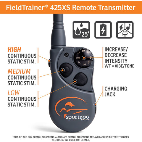 SportDOG SD-425XS FieldTrainer Remote Training Collar Transmitter Features