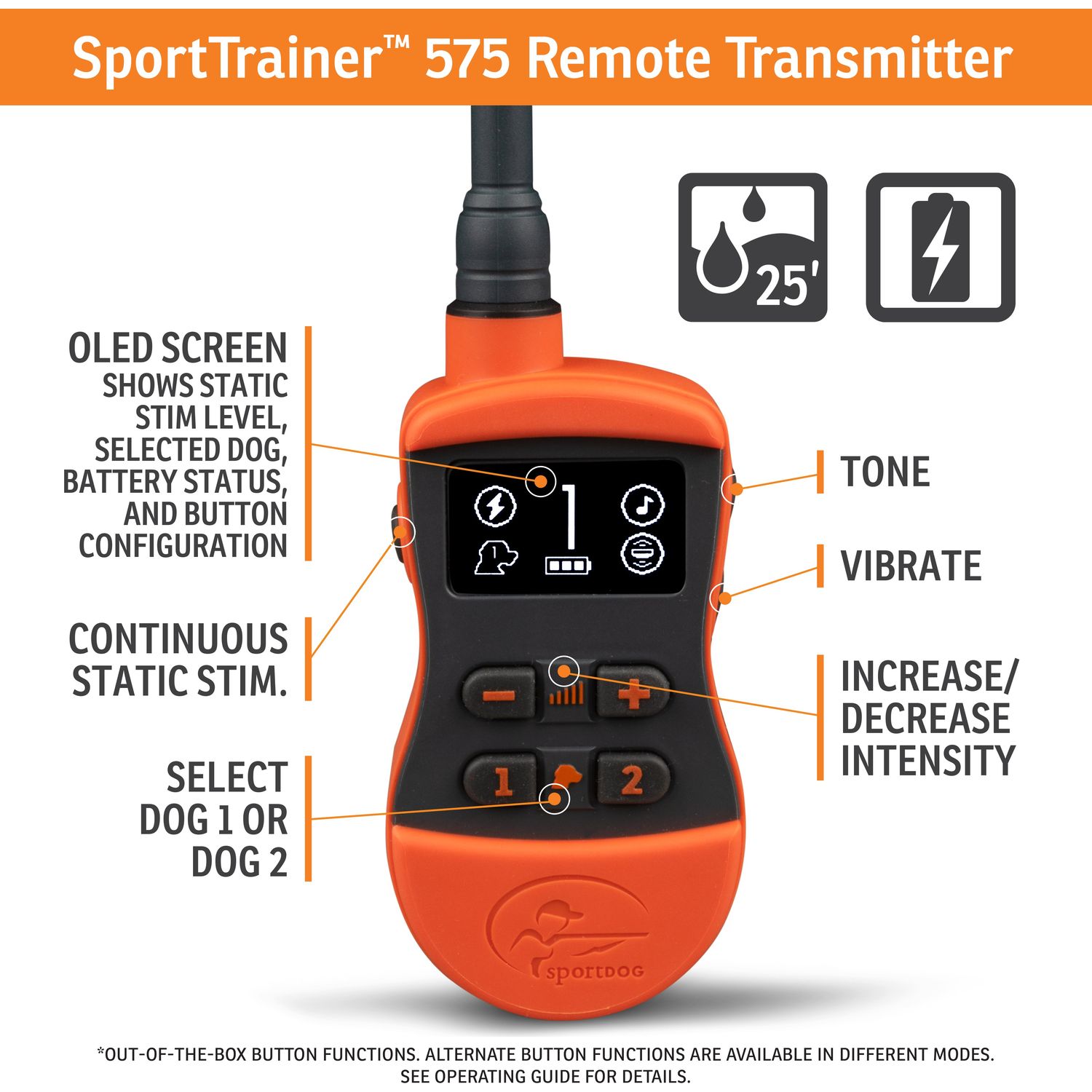 SportDOG SD-575E SportTrainer Remote Training Collar Transmitter Features