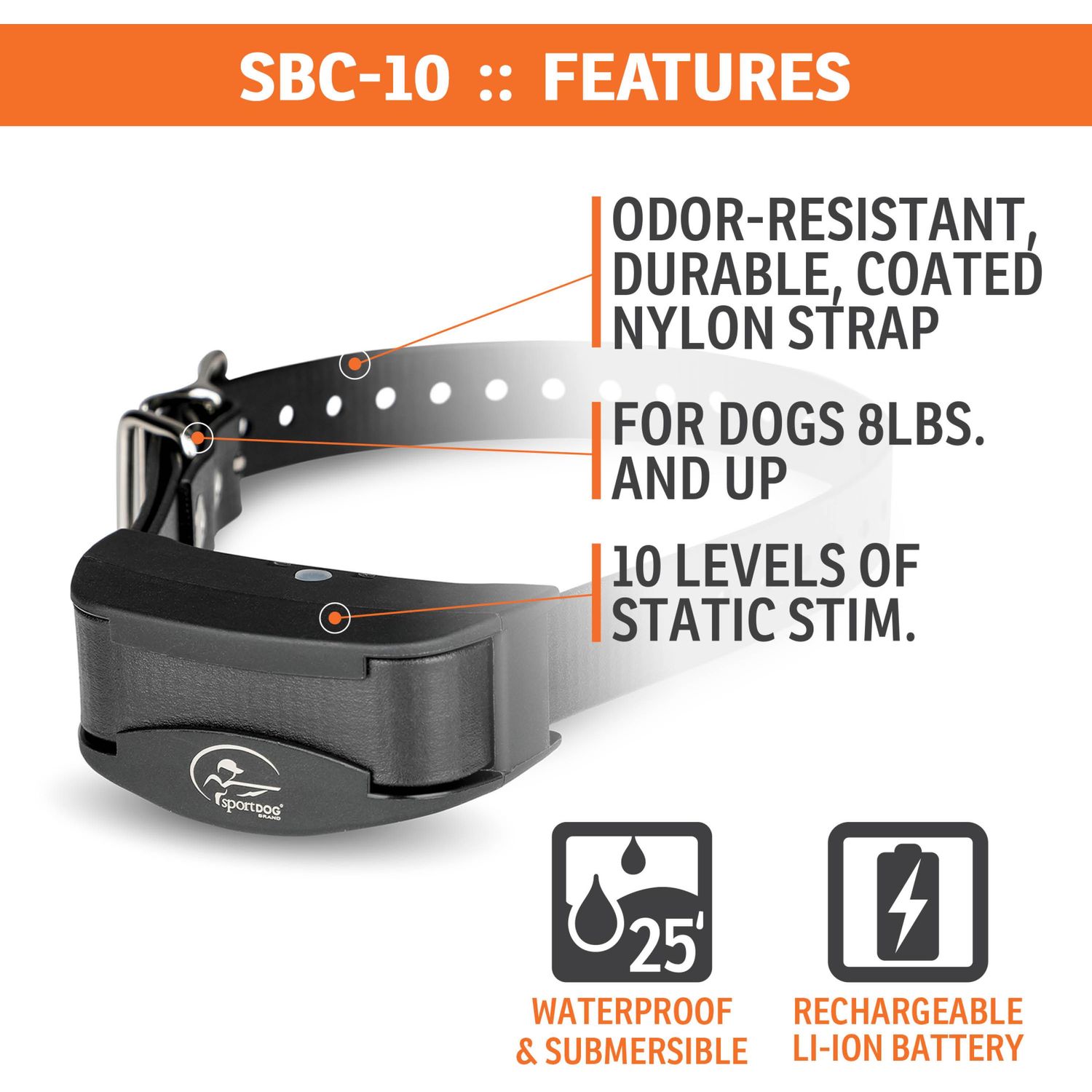 SportDOG-SportDOG - SBC-10 - NoBark - Replaceable Battery - No Bark Collar