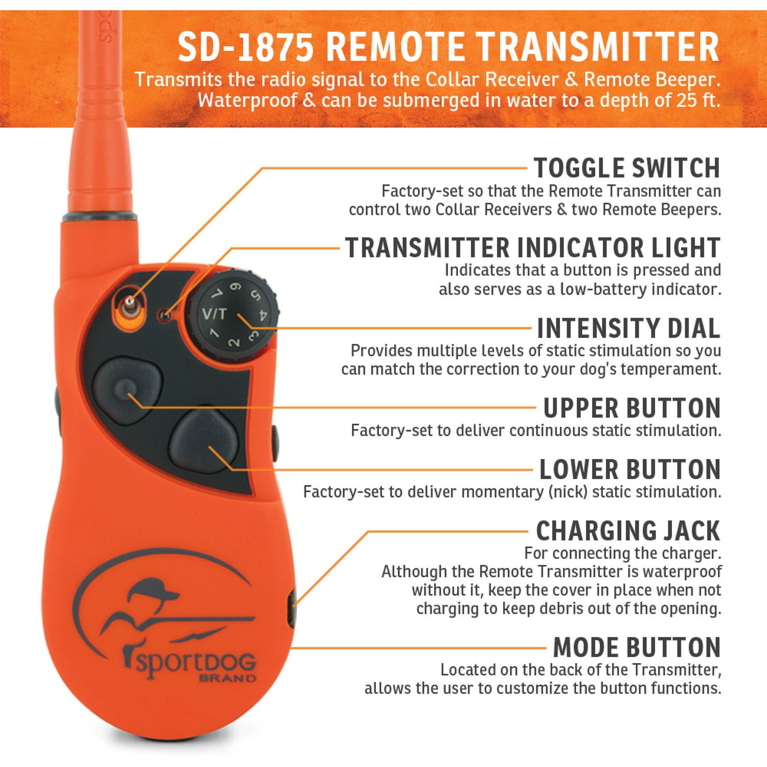 SportDOG-SportDOG - SD-1875 - UplandHunter 1875 - 1 Mile - Remote Training Collar