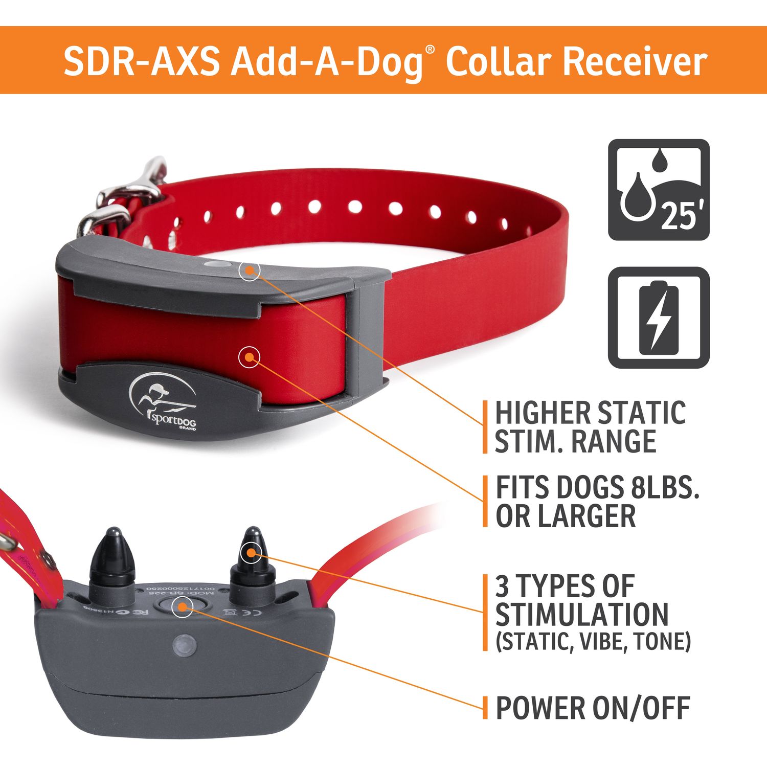 SportDOG-SportDOG - SDR-AXS - FIELDTRAINER 425XS ADD-A-DOG COLLAR - FOR STUBBORN DOGS - Additional Collar