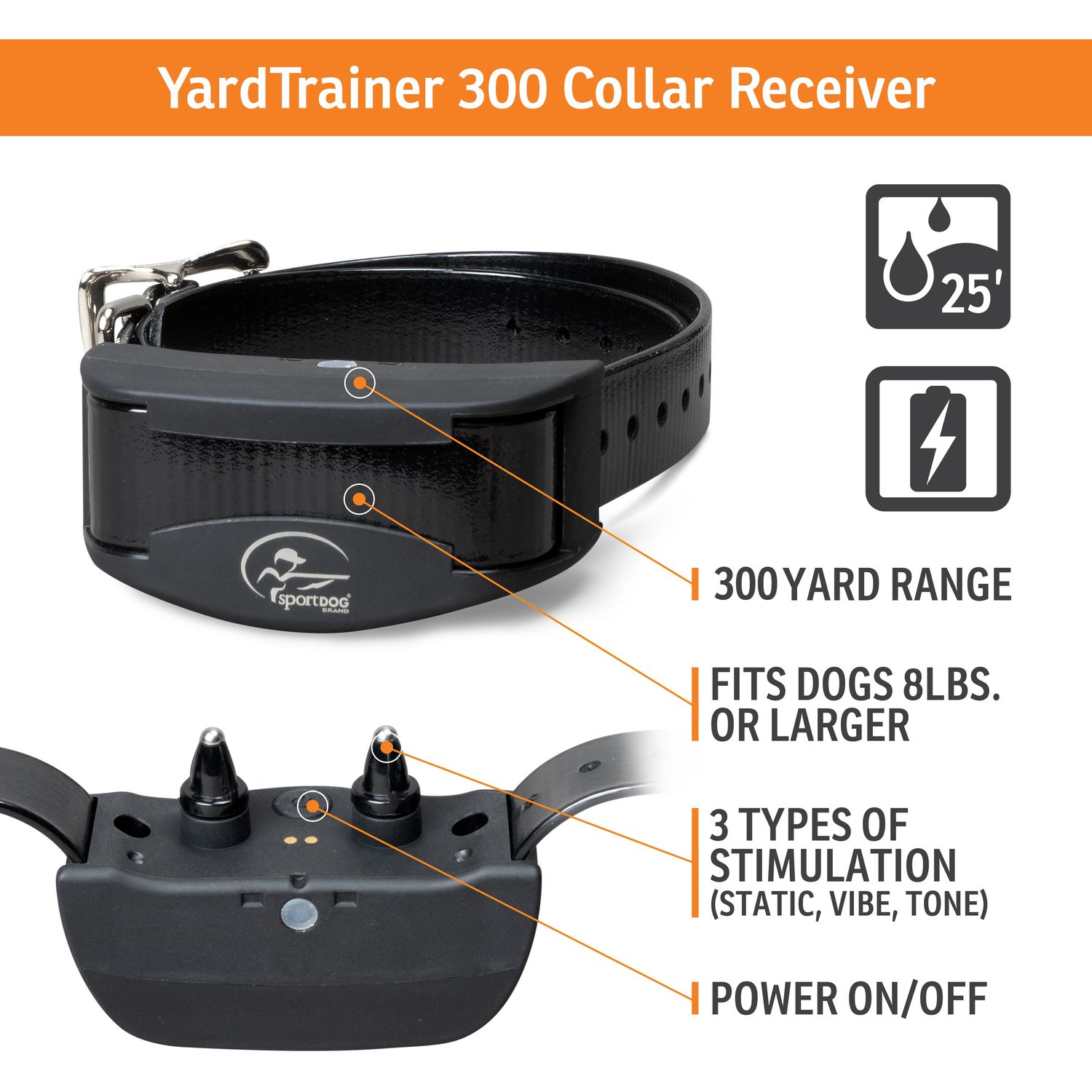 SportDOG YT-300 YardTrainer Remote Training Collar Receiver Features